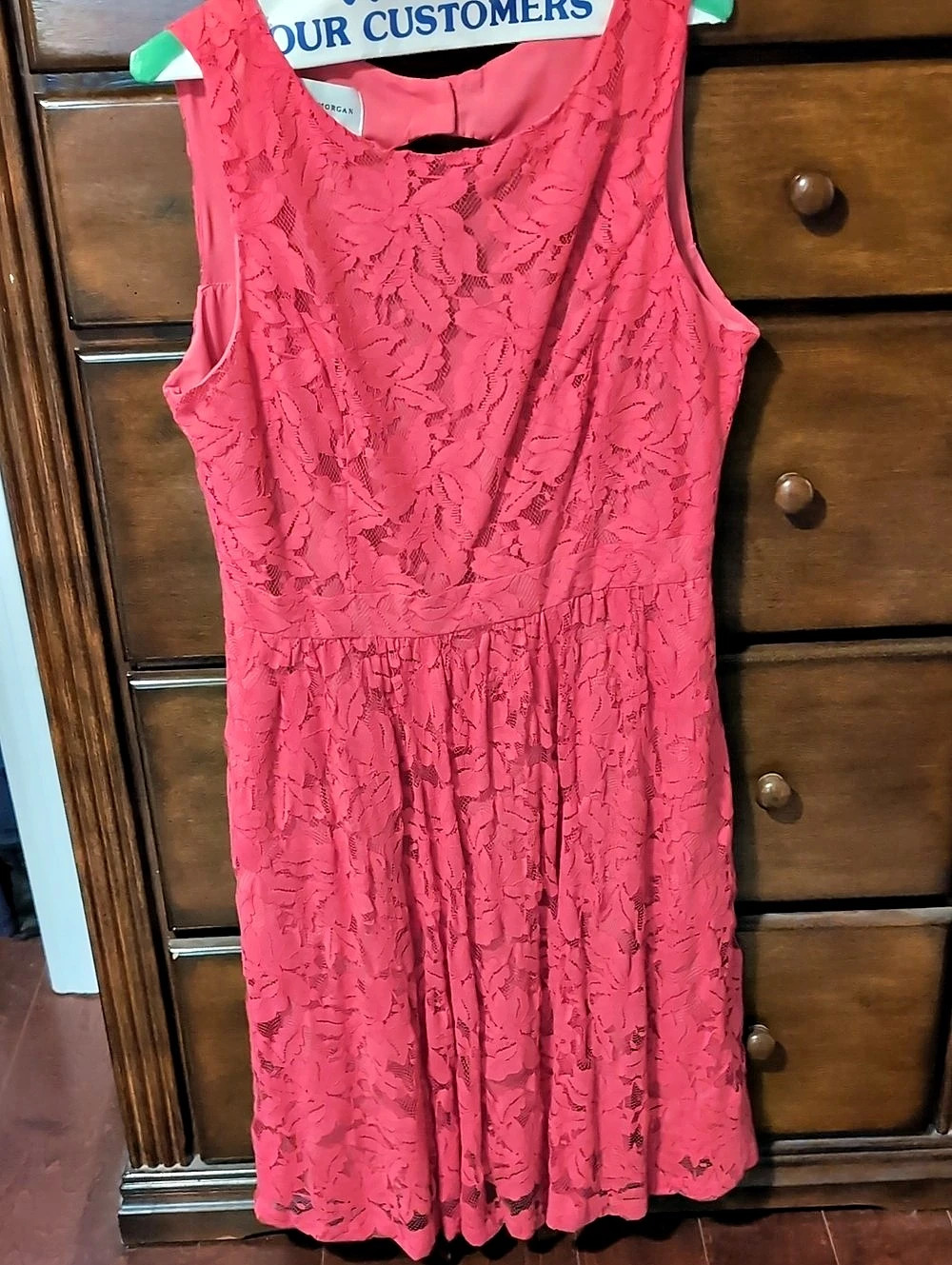 Donna Morgan Coral Lace Midi Dress